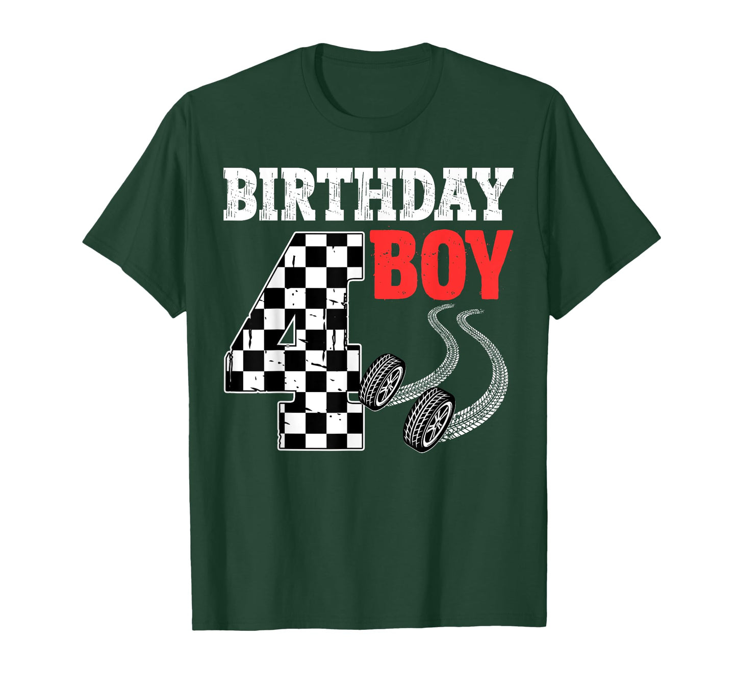 Birthday Boy 4th Birthday Racing Car Flag 4 Bday Race Car T-Shirt