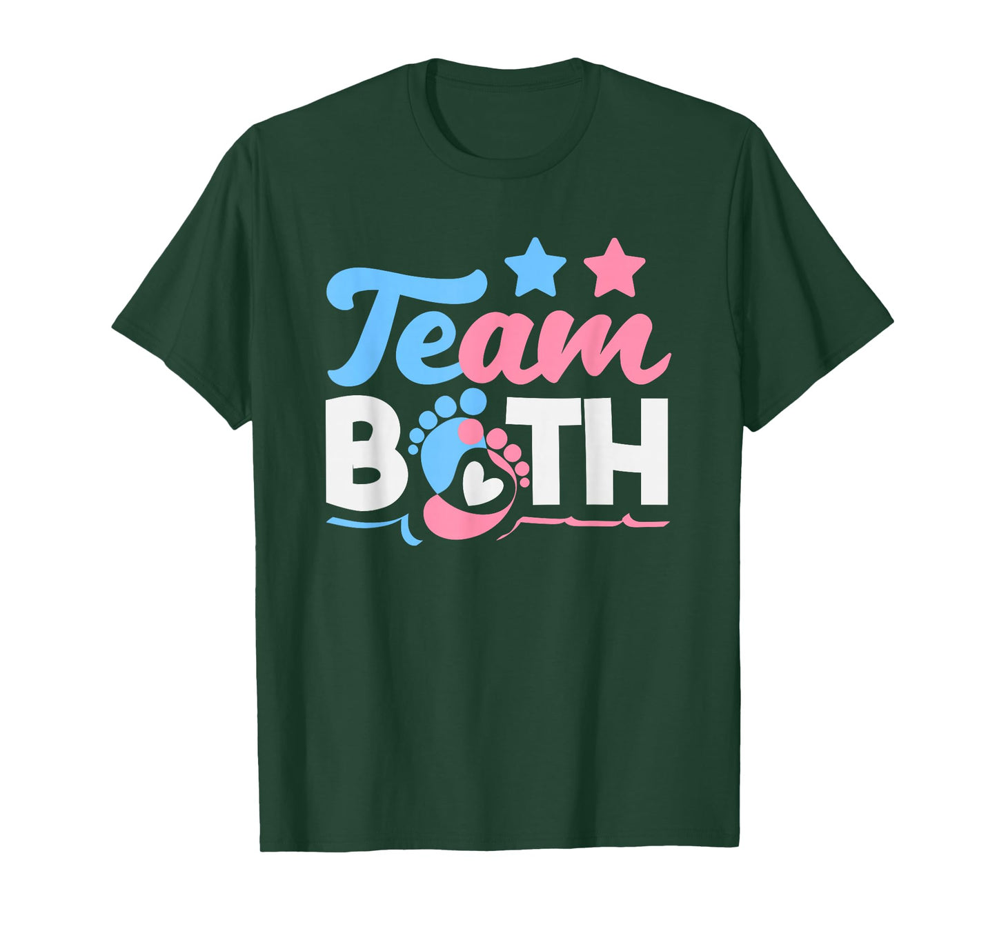 Team Both Twins Gender Reveal Party Pink Blue Footprints T-Shirt