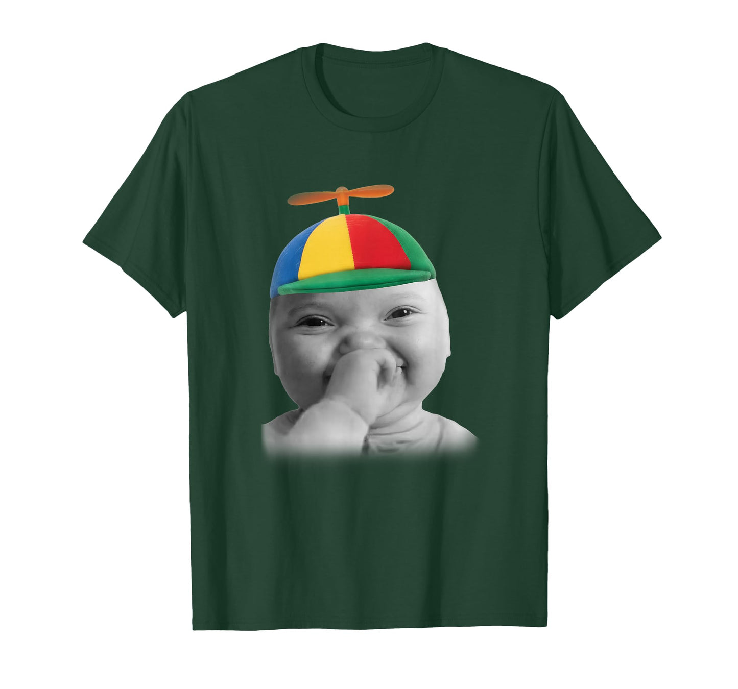 Tuff AI Niche Baby Holding Laugh Meme in Propeller Hat T-Shirt