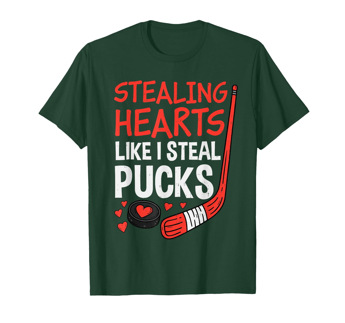 Stealing Hearts Stealing Pucks Hockey Valentines Day Men Boy T-Shirt