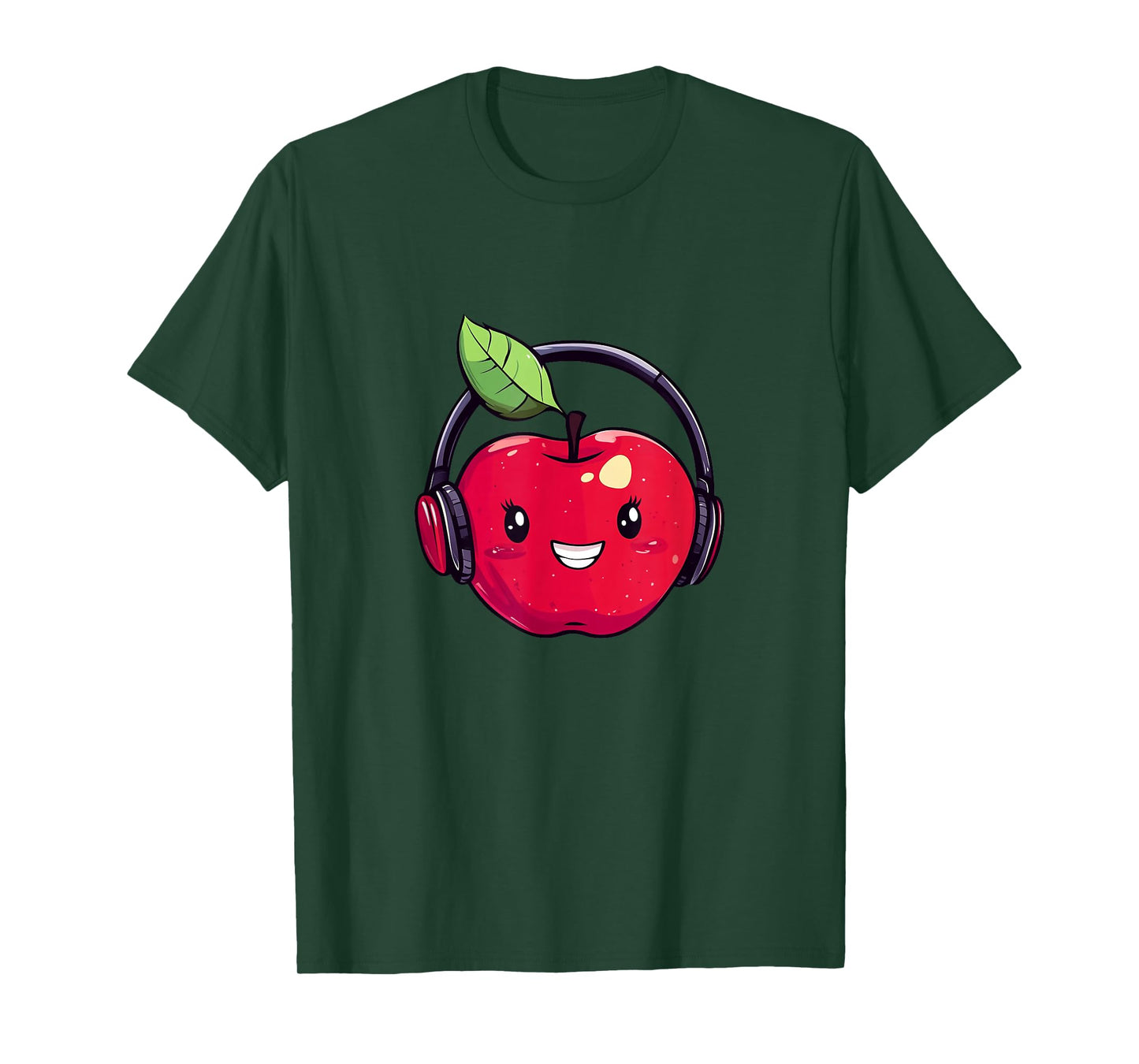 Cool Red Apple with Headphones for Boys and Girls T-Shirt