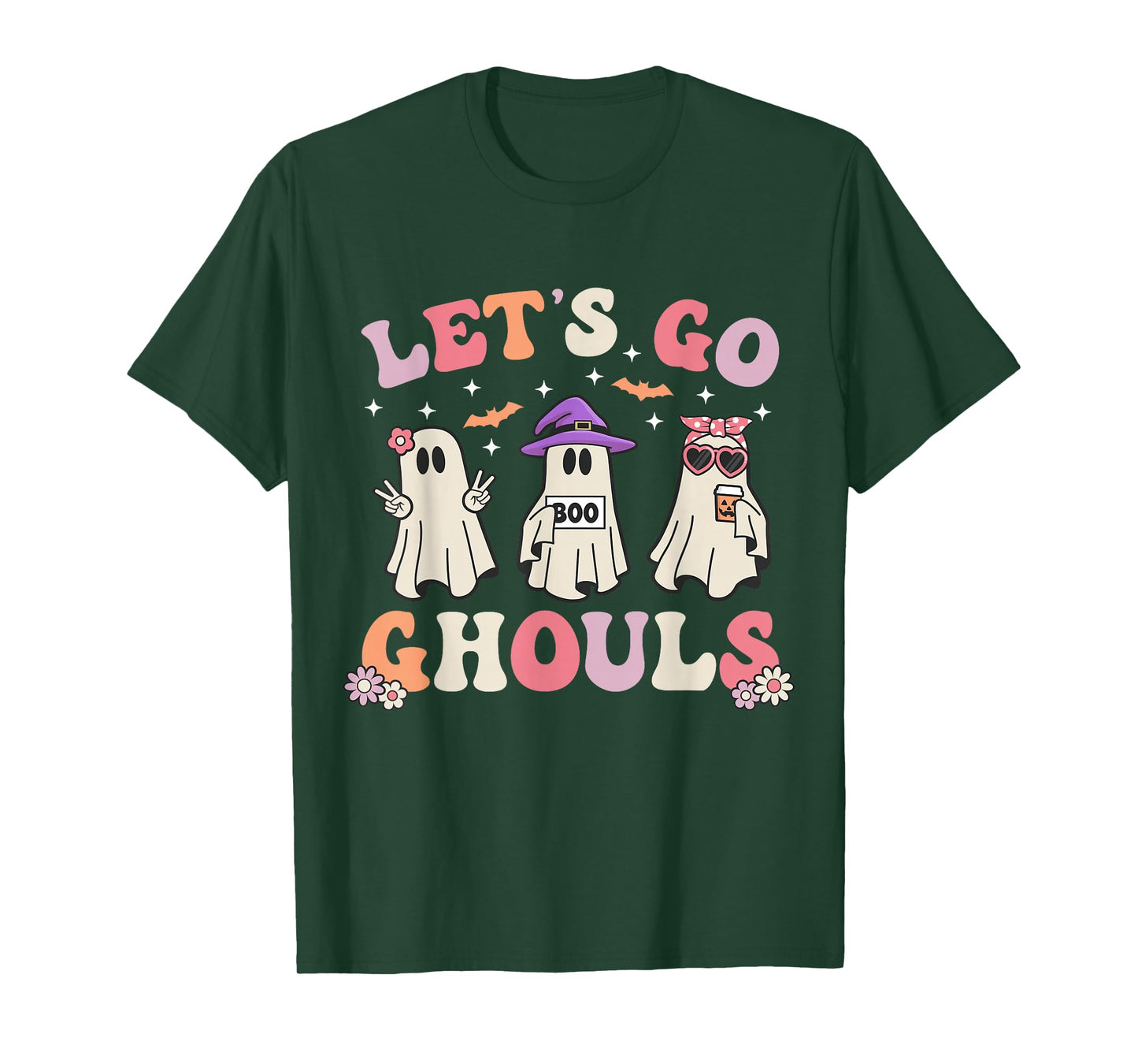 Lets Go Ghouls Retro Halloween Ghost Women Toddler Girl T-Shirt