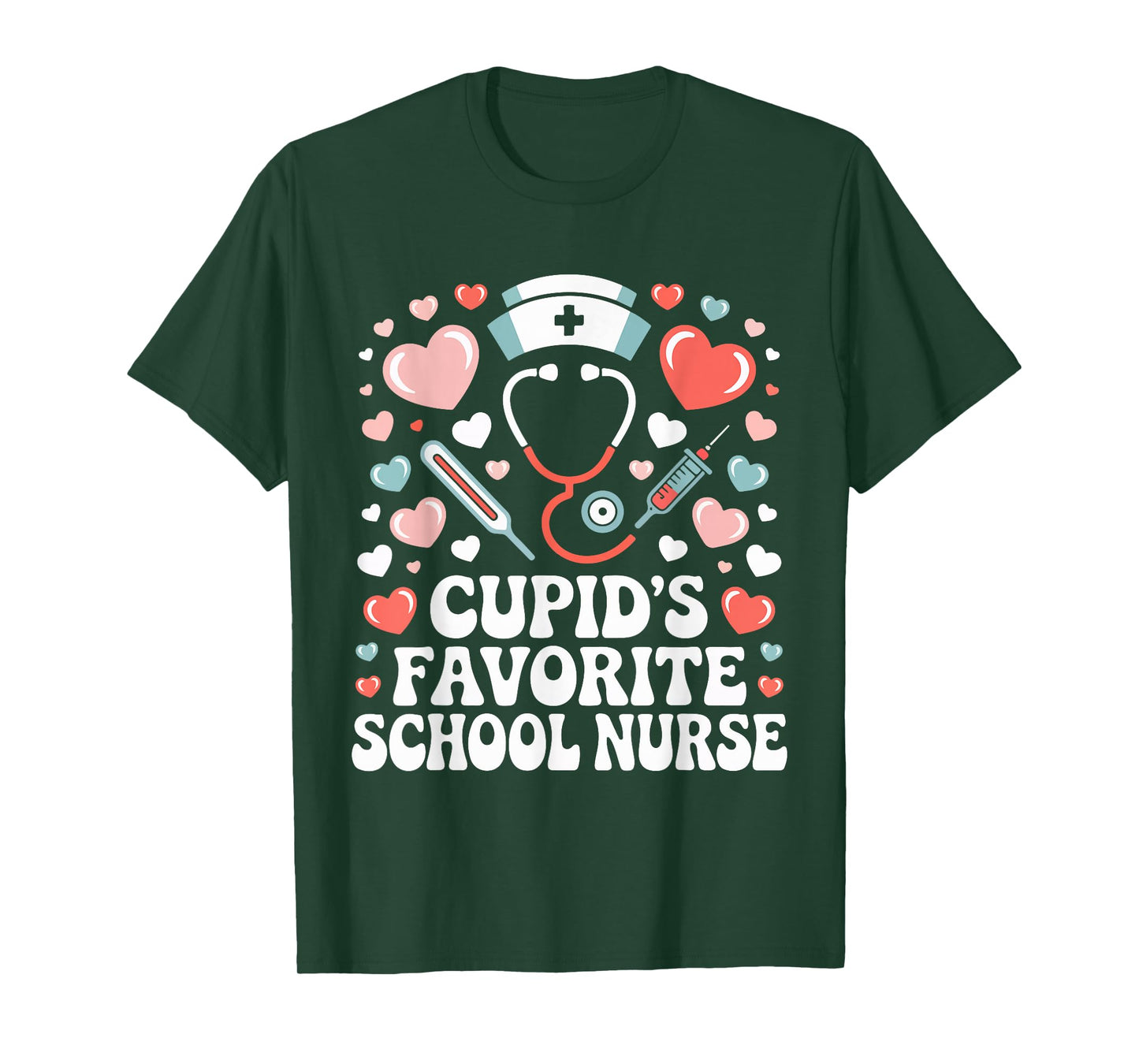 Cupid's Favorite School Nurse Valentines Day Hearts T-Shirt