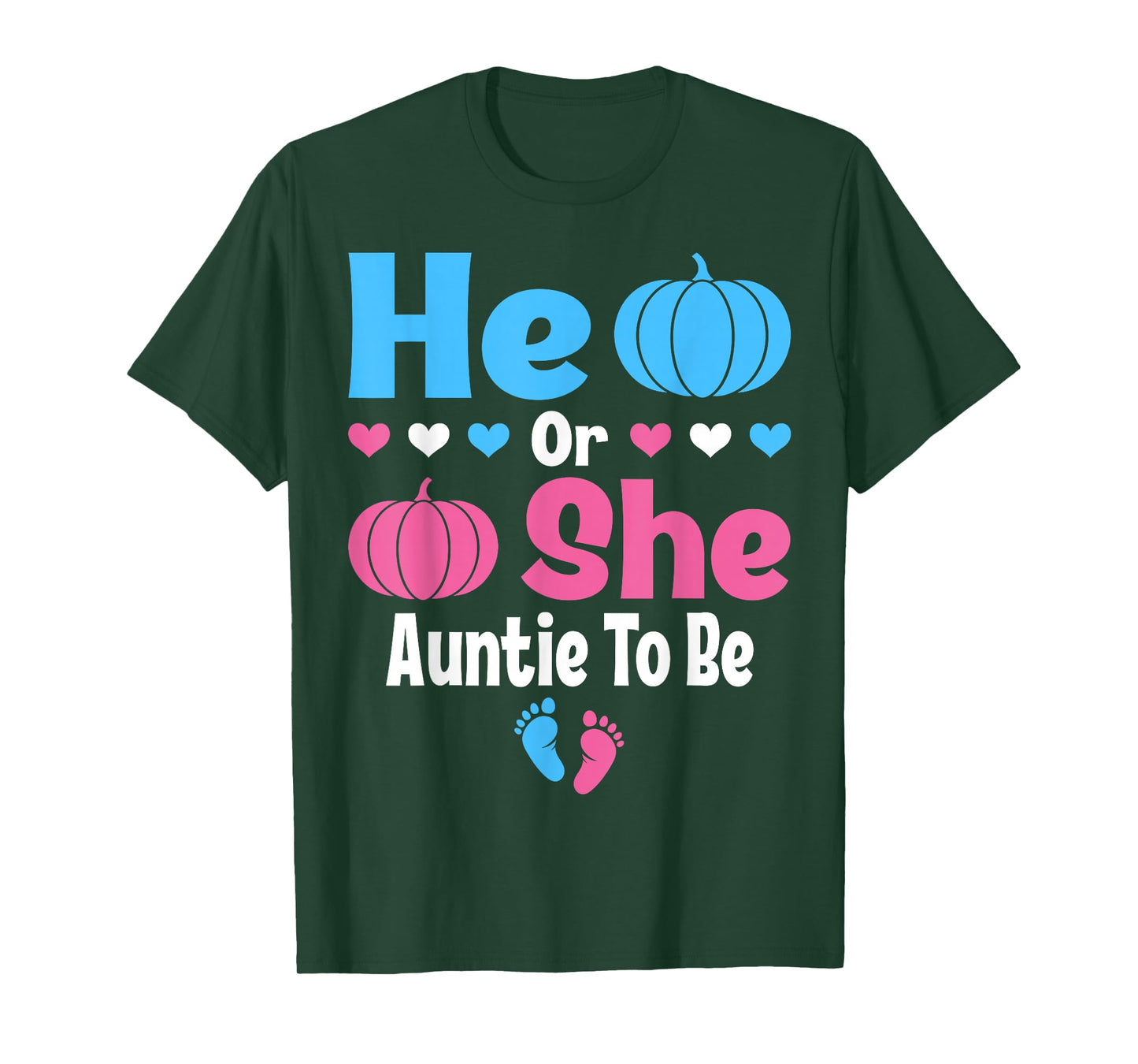 He Or She Auntie To Be Pumpkin Baby Gender Reveal Halloween T-Shirt