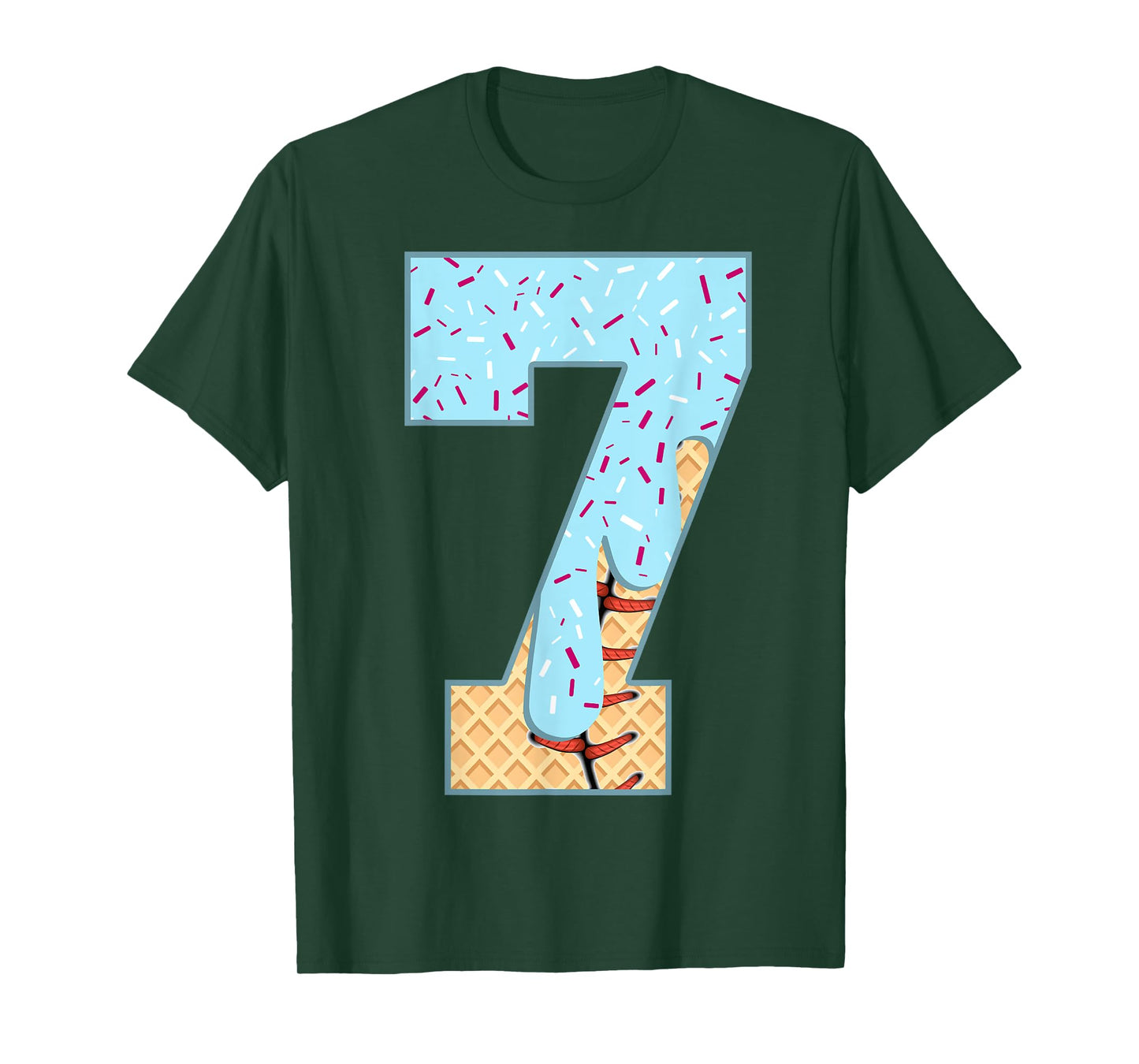 Baseball Drip 7 Year Old Ice Cream Drip Boys 7th Birthday T-Shirt