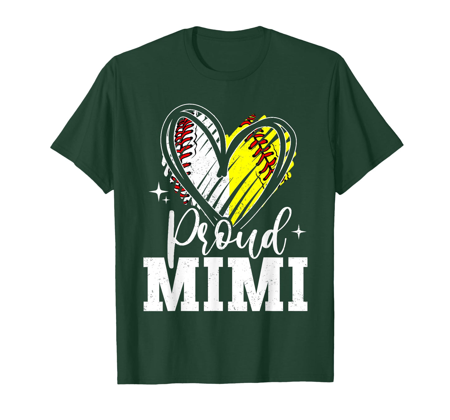 Proud Mimi Baseball Softball Heart Mimi Of Both Grandma T-Shirt