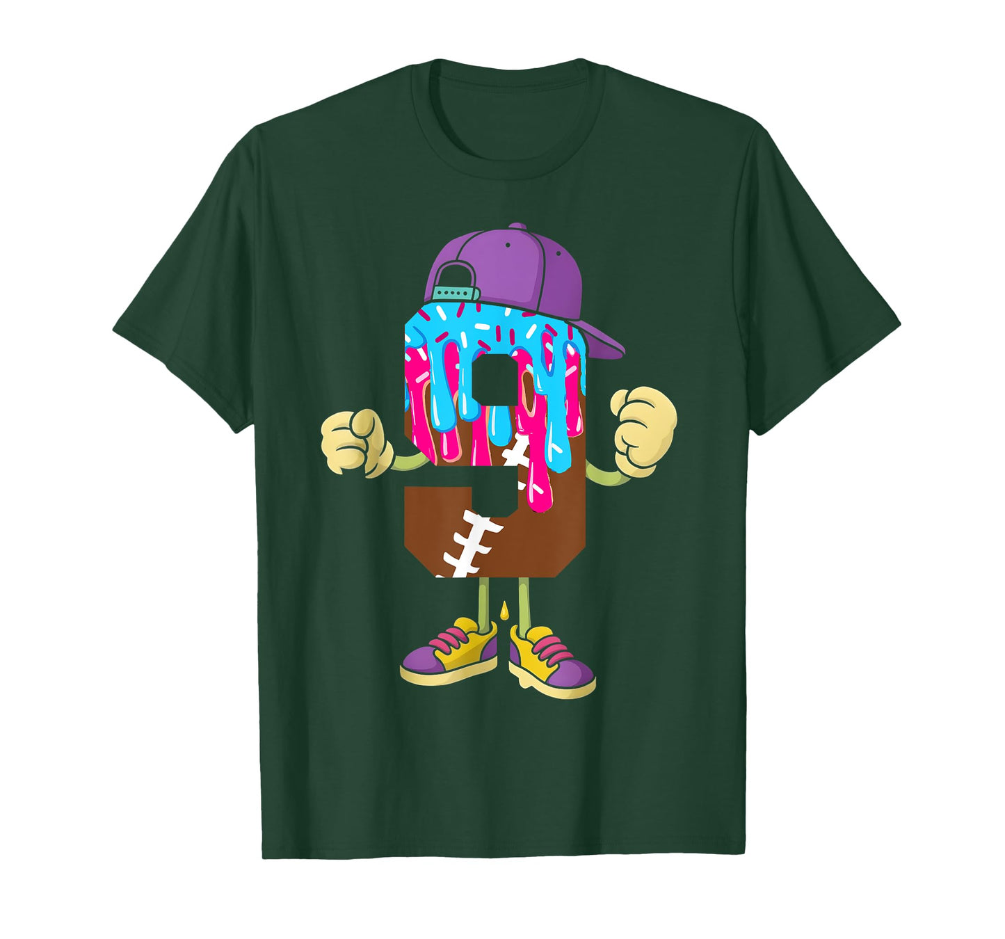 Football 9 Year Old Ice Cream Drip 9th Birthday Boys T-Shirt