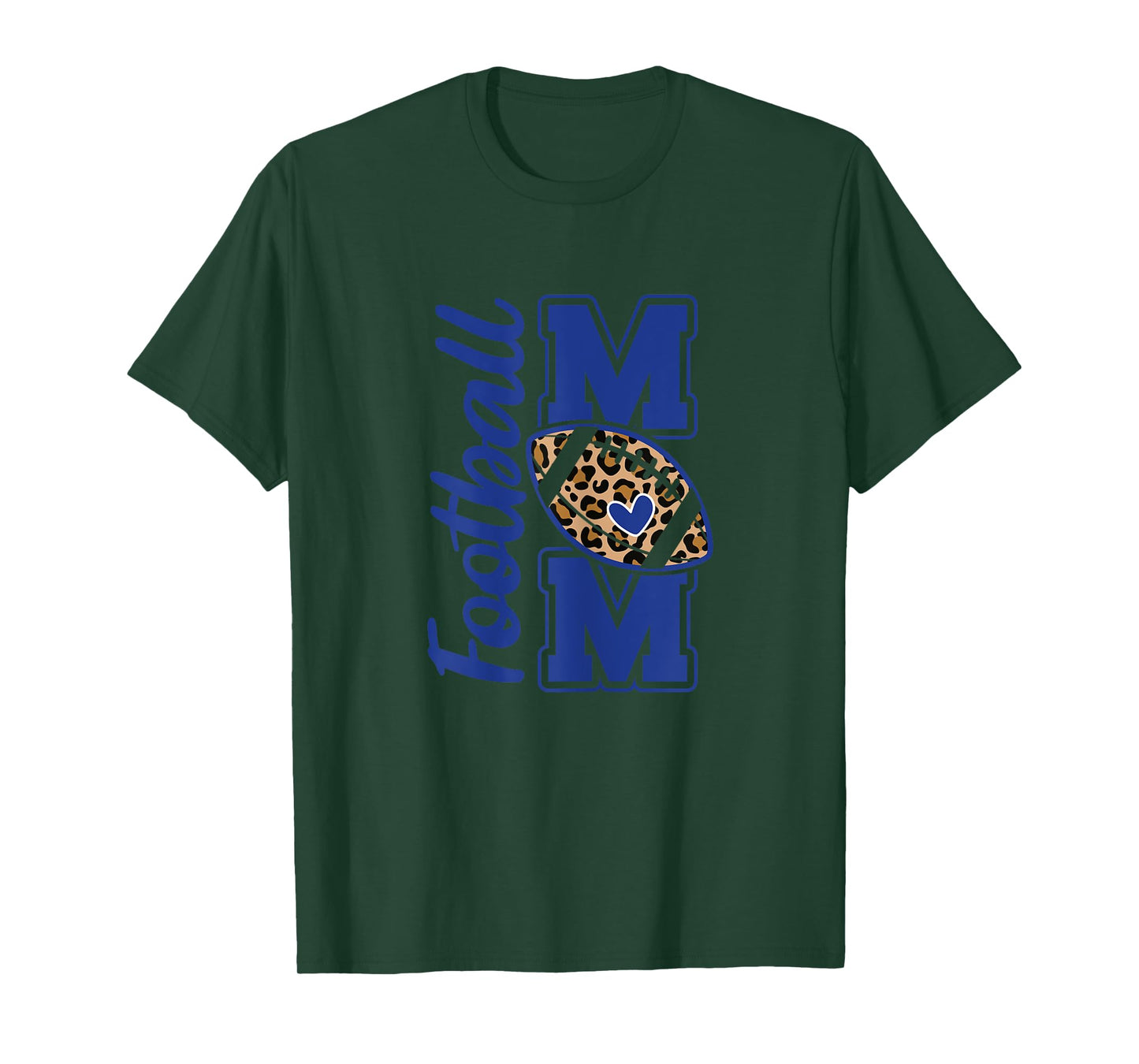 Game Day Leopard White and Blue High School Football Mom T-Shirt