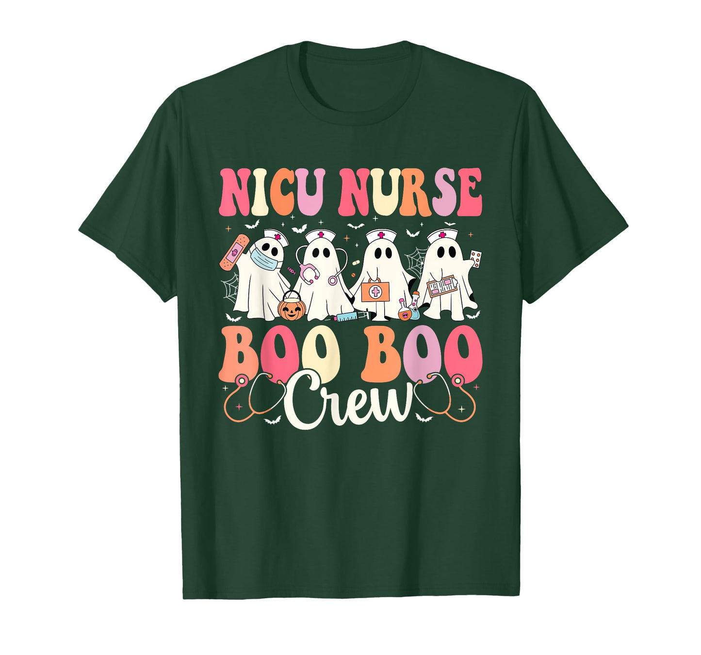 NICU Nurse Boo Boo Crew Ghost NICU Nurse Halloween Costume T-Shirt