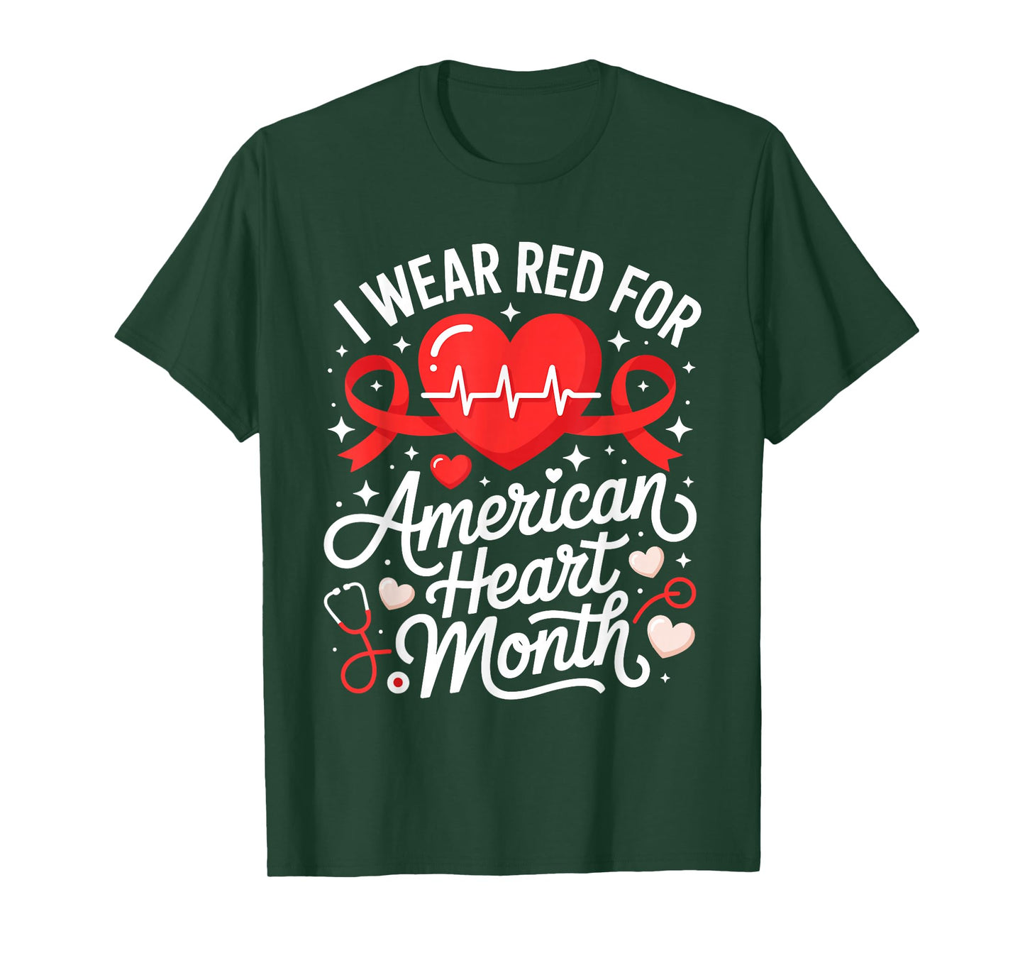 American Heart Disease Awareness Month Ribbon Red Heart T-Shirt