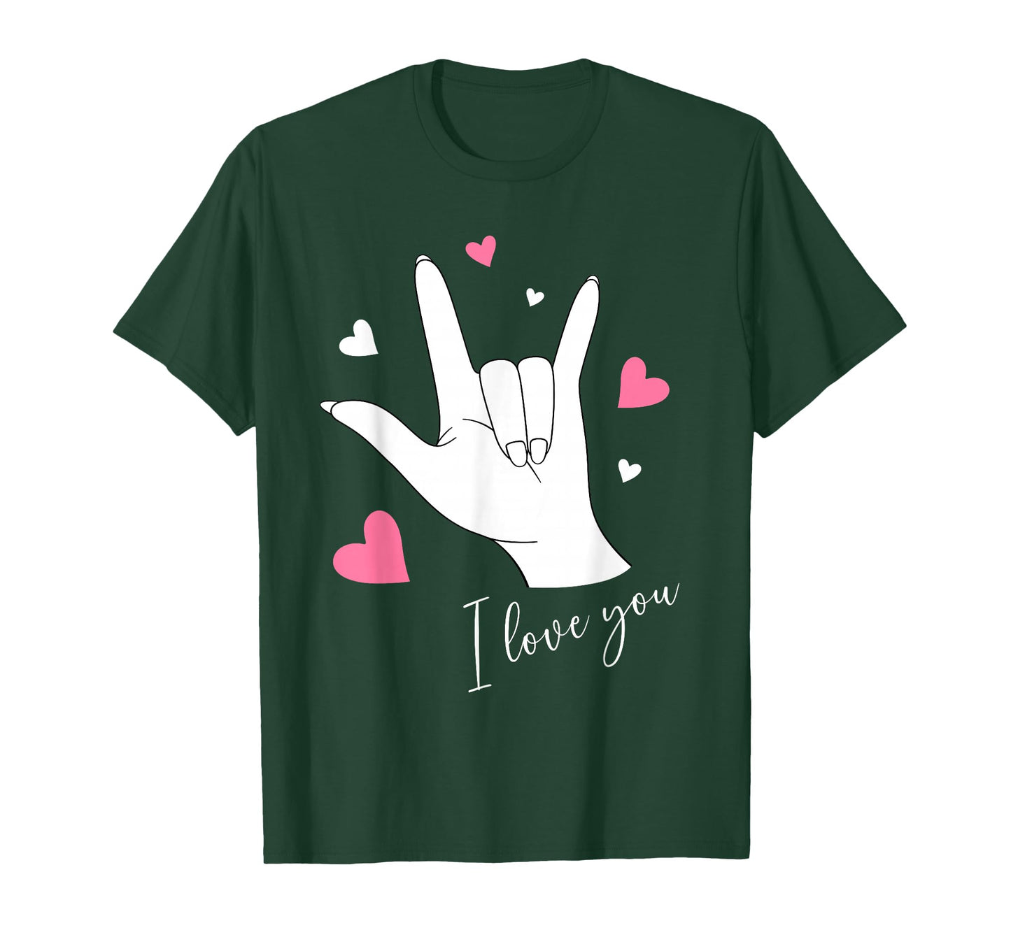 Cute Valentines Day Hearts I Love You Hand Sign Language ASL T-Shirt