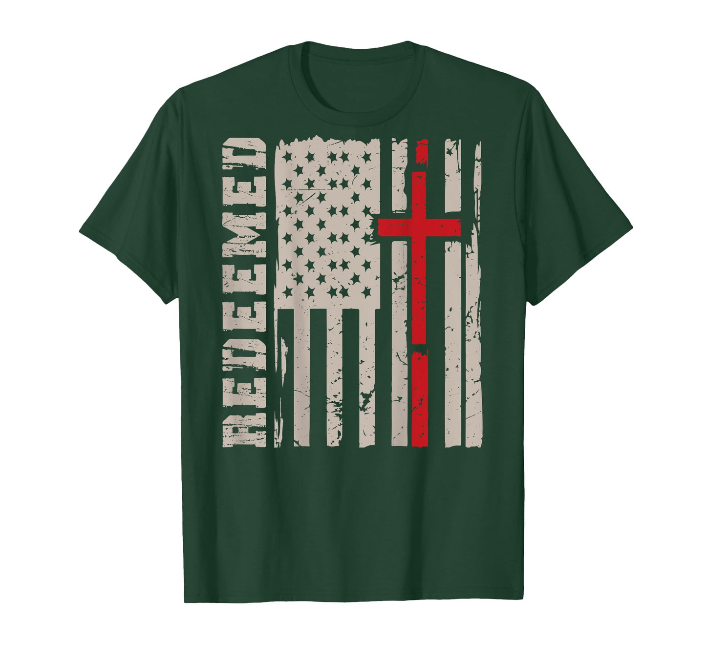 Men's Redeemed Christian Faith Cross God On Back Graphic Tee T-Shirt