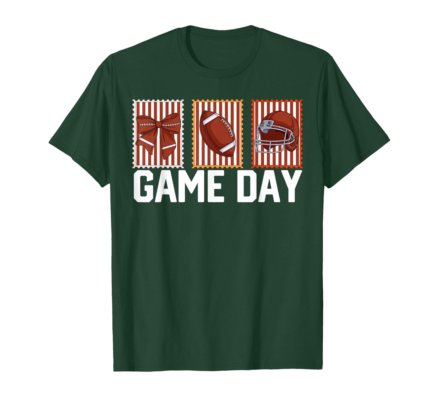 Football Stamps Women Girls Coquette Bow Football Game Day T-Shirt