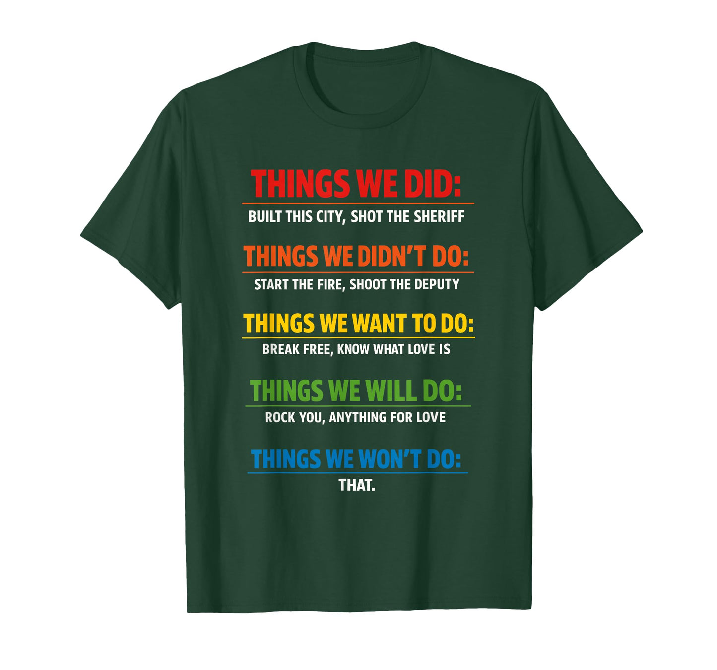 Things We Did T Music Song Lyrics Retro Vintage T-Shirt