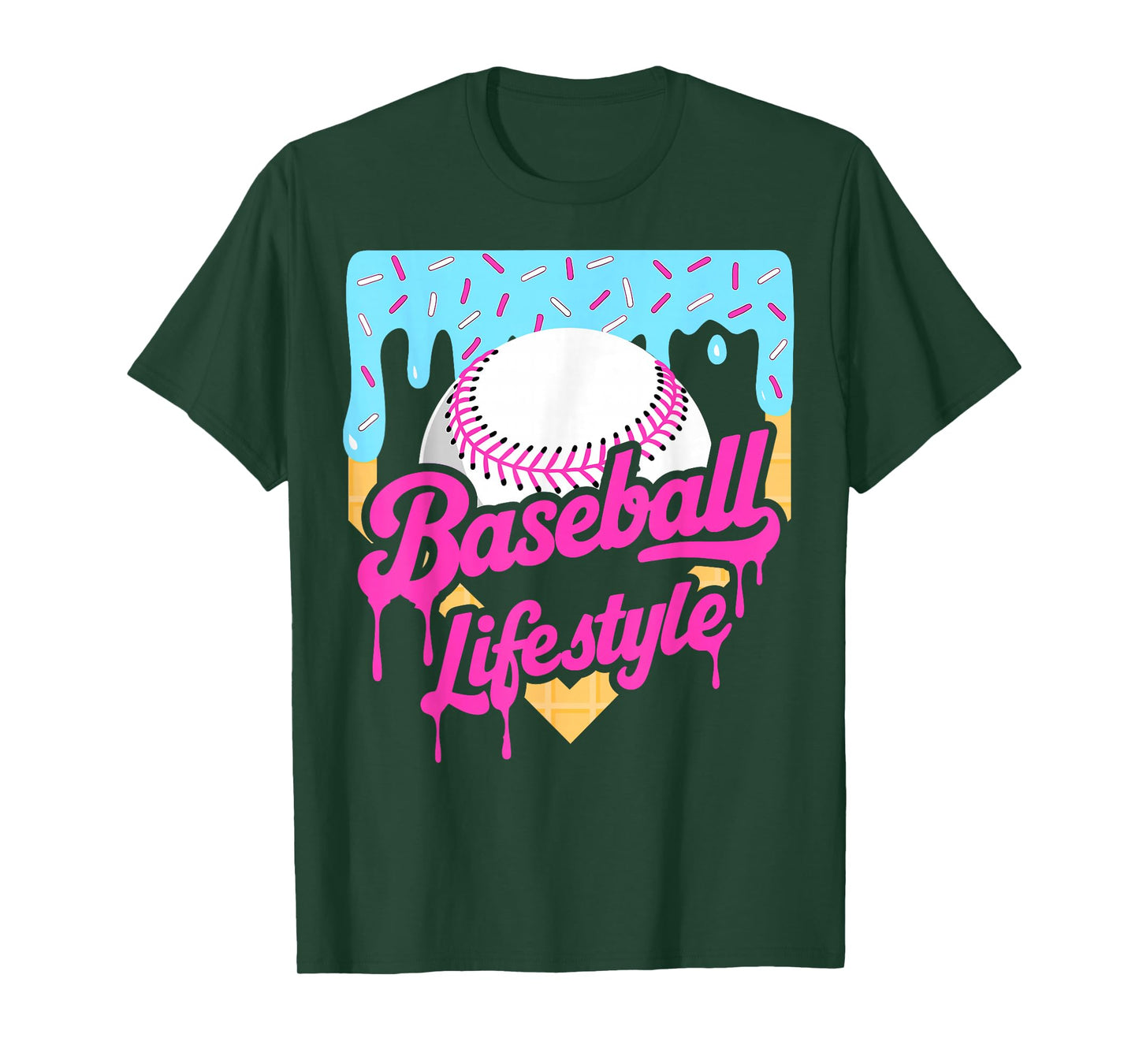 Baseball Life Lifestyle Home Plate Ice Cream Drip Men Boys T-Shirt