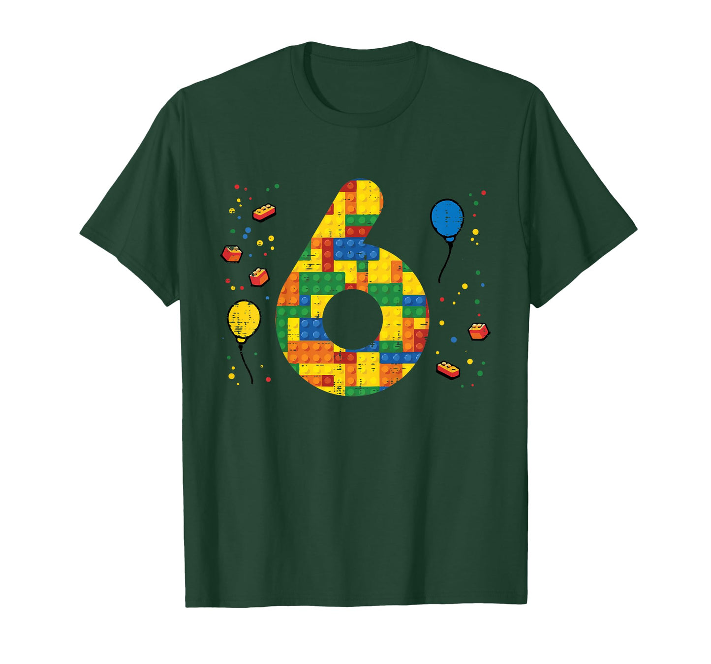 6th Birthday Blocks Building Bricks 6 Year Old Boys Kids T-Shirt