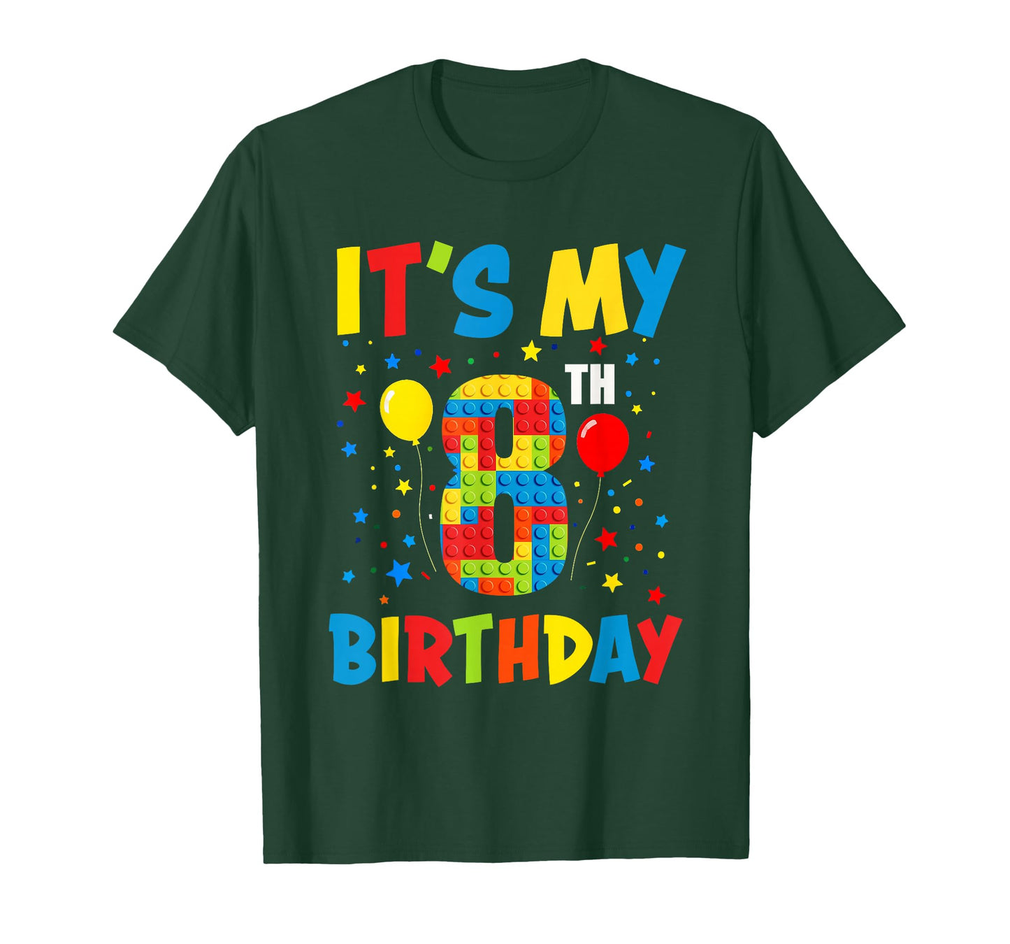 It’s My 8th Birthday 8 Year Old Building Blocks Kids Boys T-Shirt