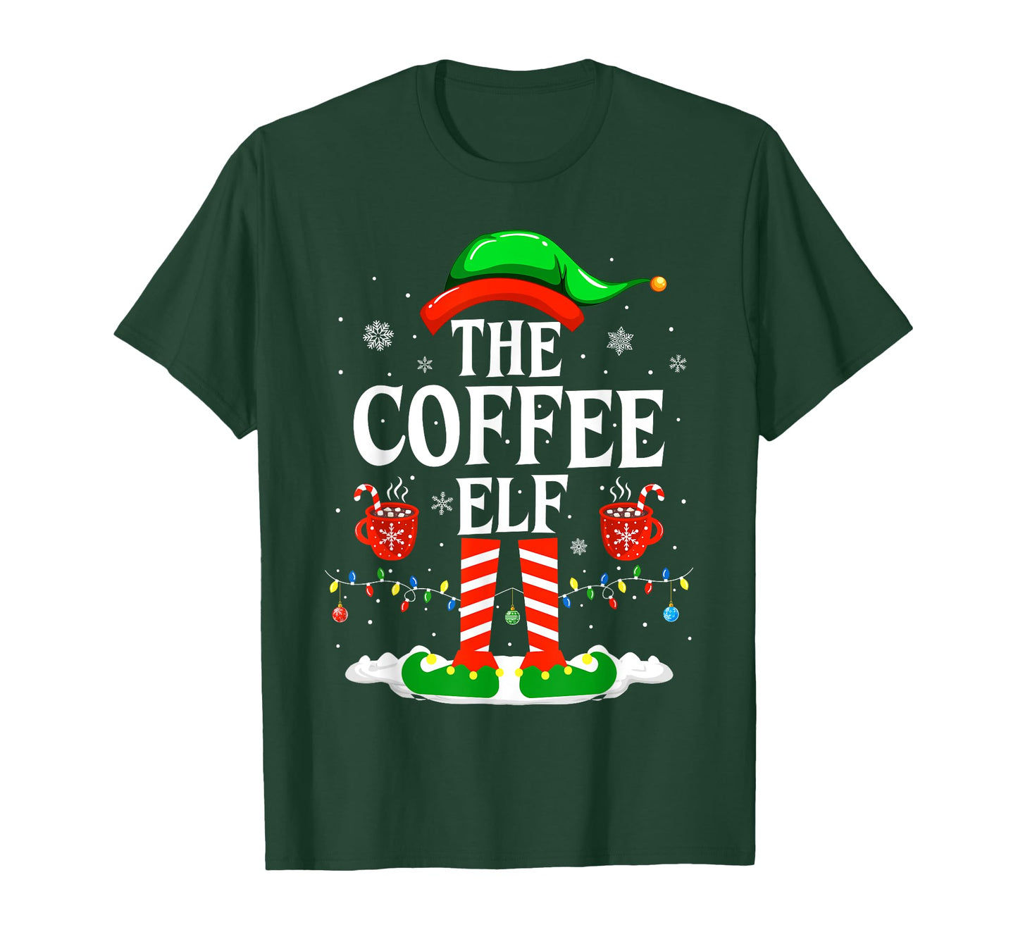 The Coffee Elf Funny Family Matching Christmas Coffee T-Shirt