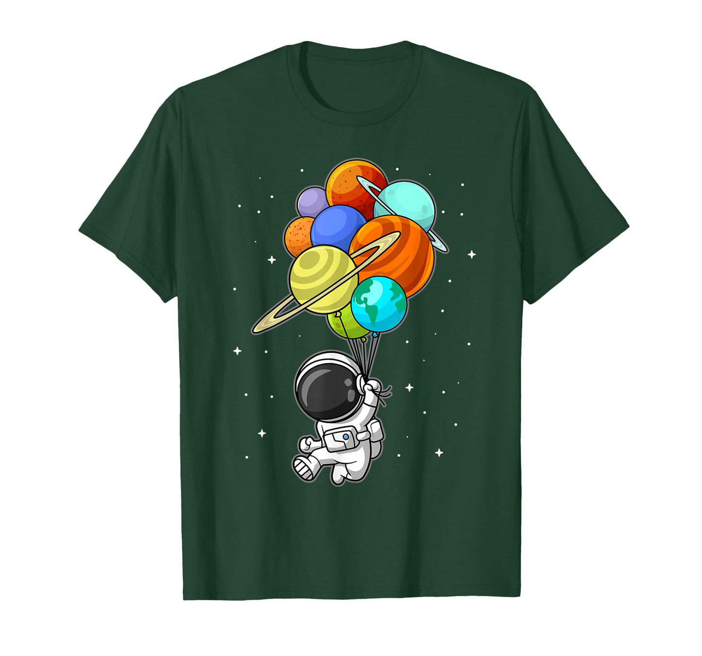Astronaut Holding Planet Balloons Solar-System Space Kids T-Shirt