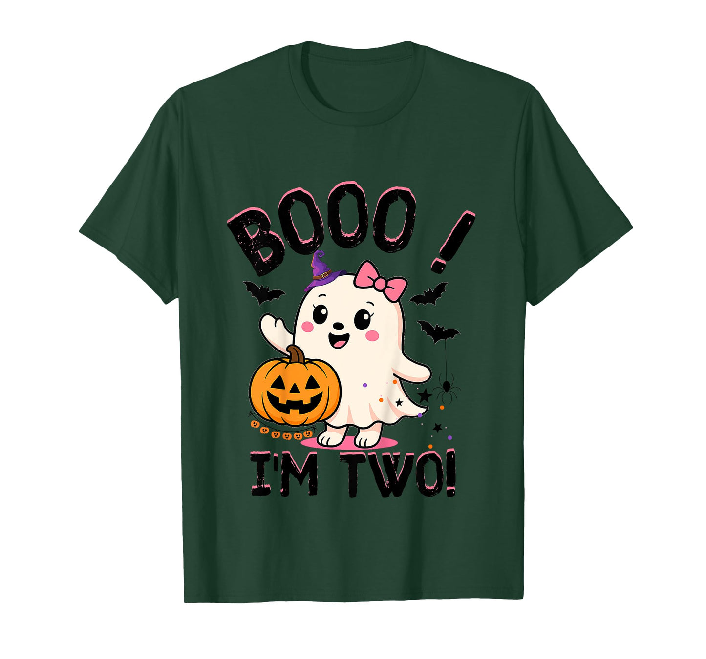 Ghost Boo I'm Two Years 2nd Birthday Toddler Halloween Party T-Shirt