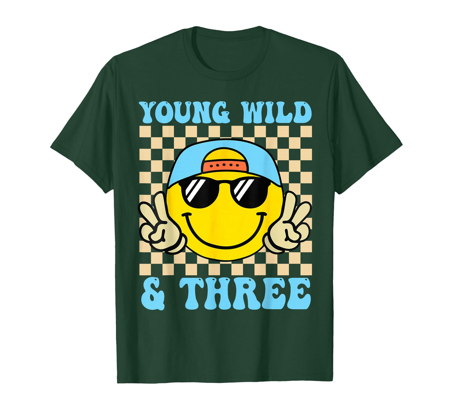 Kids Young Wild and Three 3rd Birthday Boy 3 Year Old T-Shirt