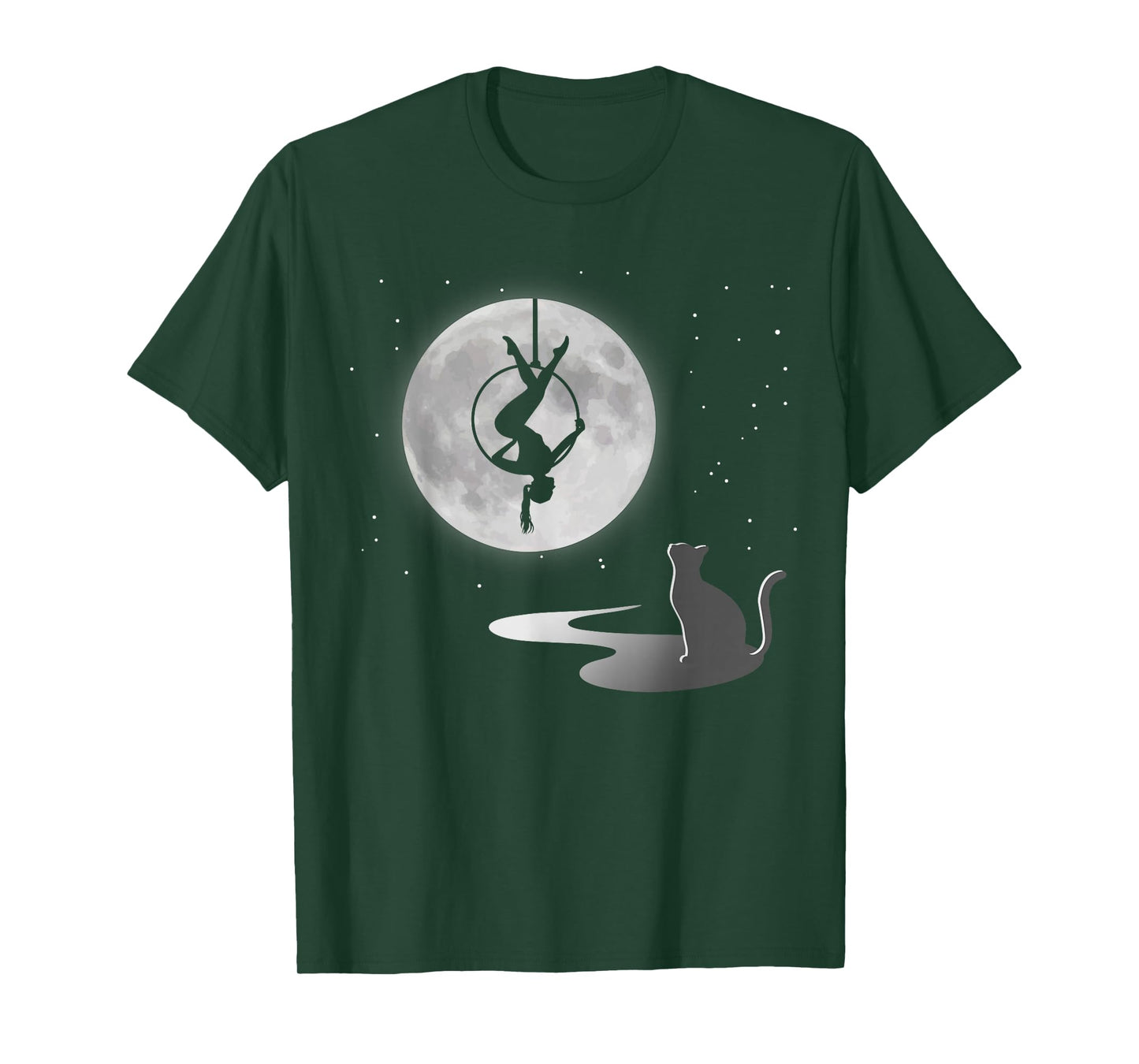 Fly Aerial Yoga Hoop Lyra, Stars Moon Cat Lover, Novelty T-Shirt