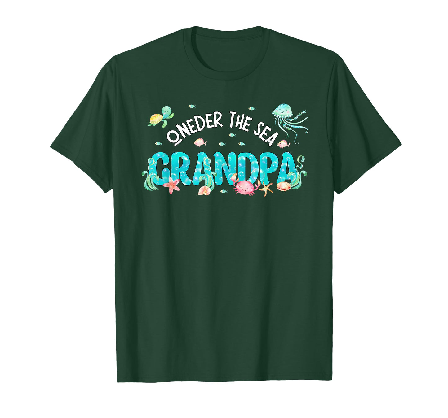 Mens Under Sea Grandpa Birthday Girl Boy Matching Family Party T-Shirt