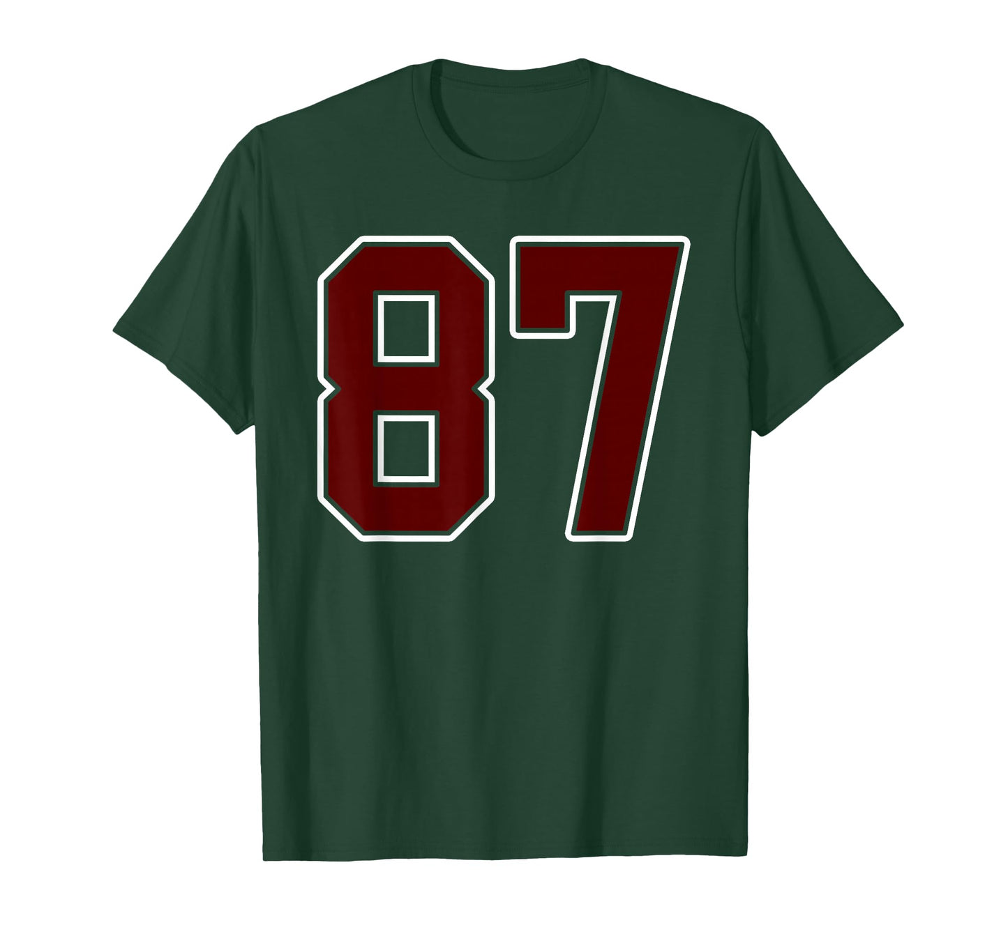 Maroon and White Number 87 Jersey Player Uniform #87 Fan T-Shirt
