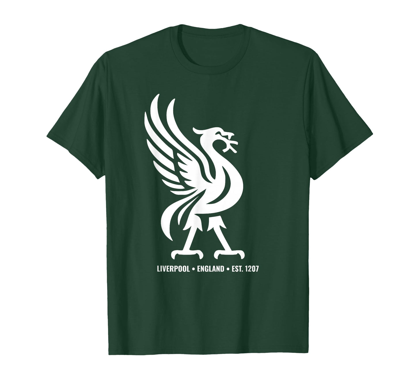 Liverpool England Est. 1207 Colossal Liverbird White Print T-Shirt