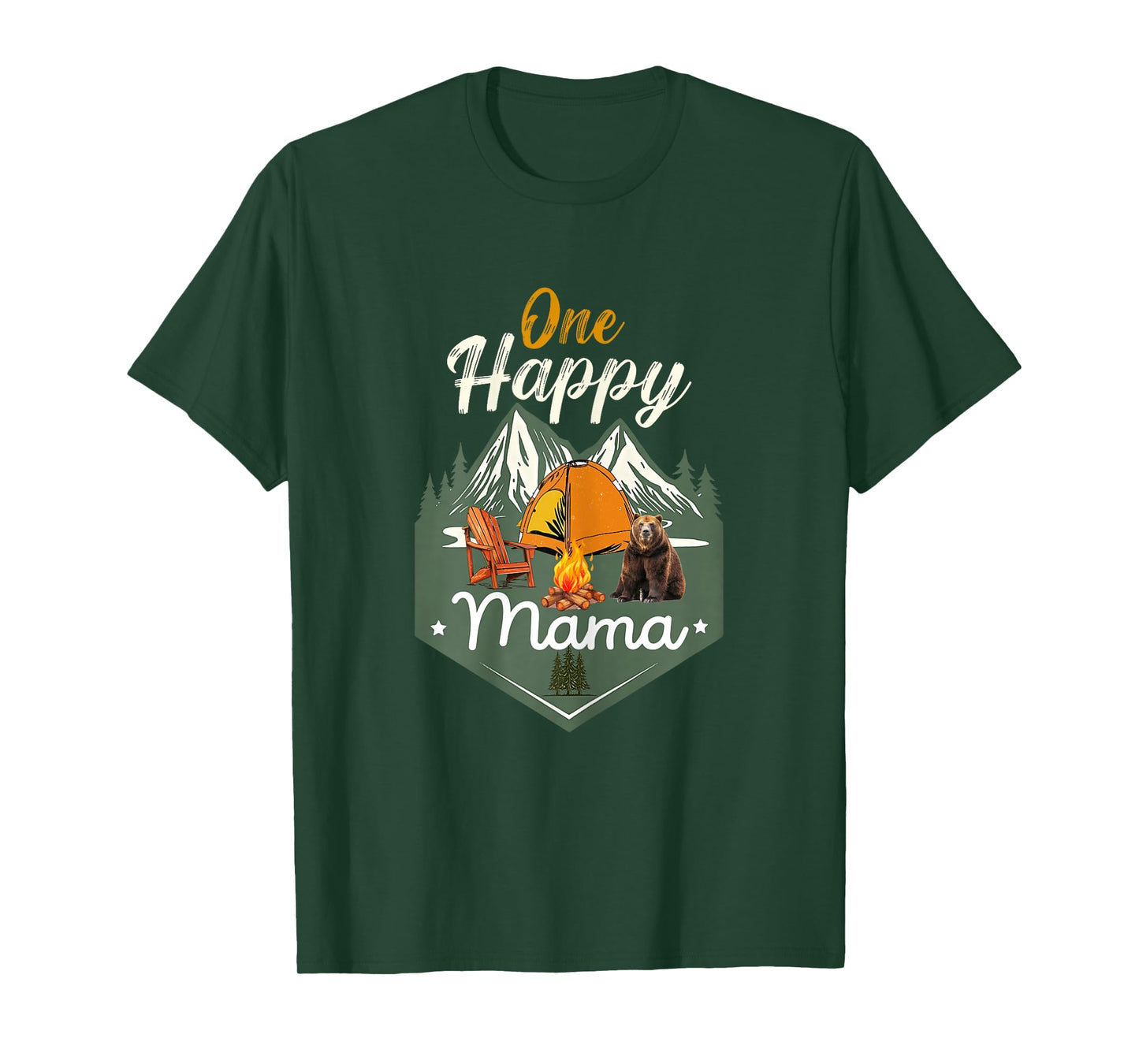 One Happy Mama Camper Birthday Family Bear Matching Mom T-Shirt