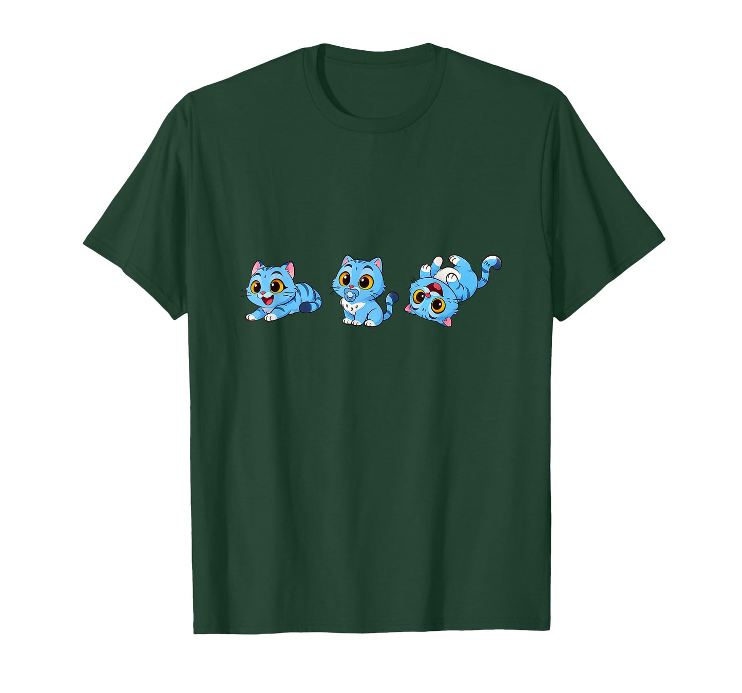 Cute k-pop Blue Tigers Playing Funny Cartoon Graphic Design T-Shirt