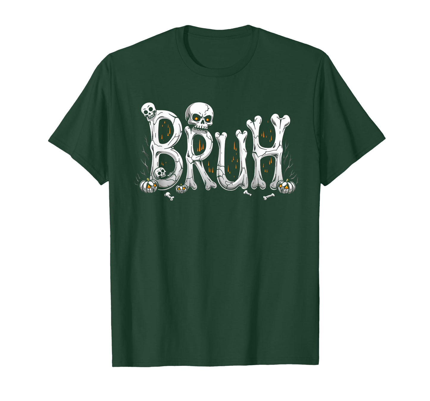 Bruh halloween skull bone skeleton kids boys girls men women T-Shirt