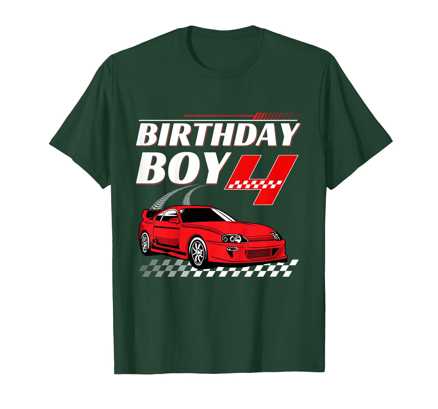 Kids Birthday Boy 4 years Race Car 4th Birthday Racing Car T-Shirt