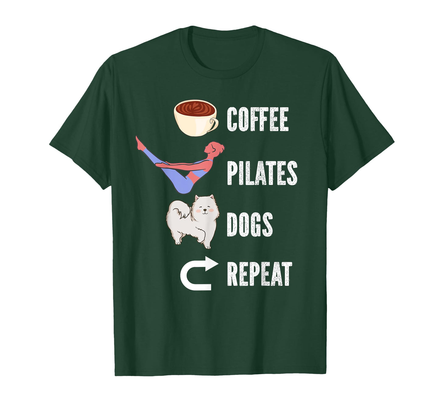Coffee Pilates Dogs Repeat Design For Dog And Pilates Lovers T-Shirt for Men Women Girls Kids