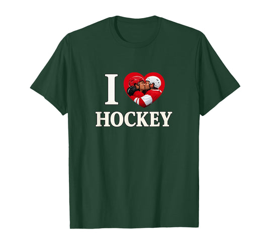 I Love Heart Gay Hockey Unhinged Gay Pride Parade Gen Z Meme T-Shirt