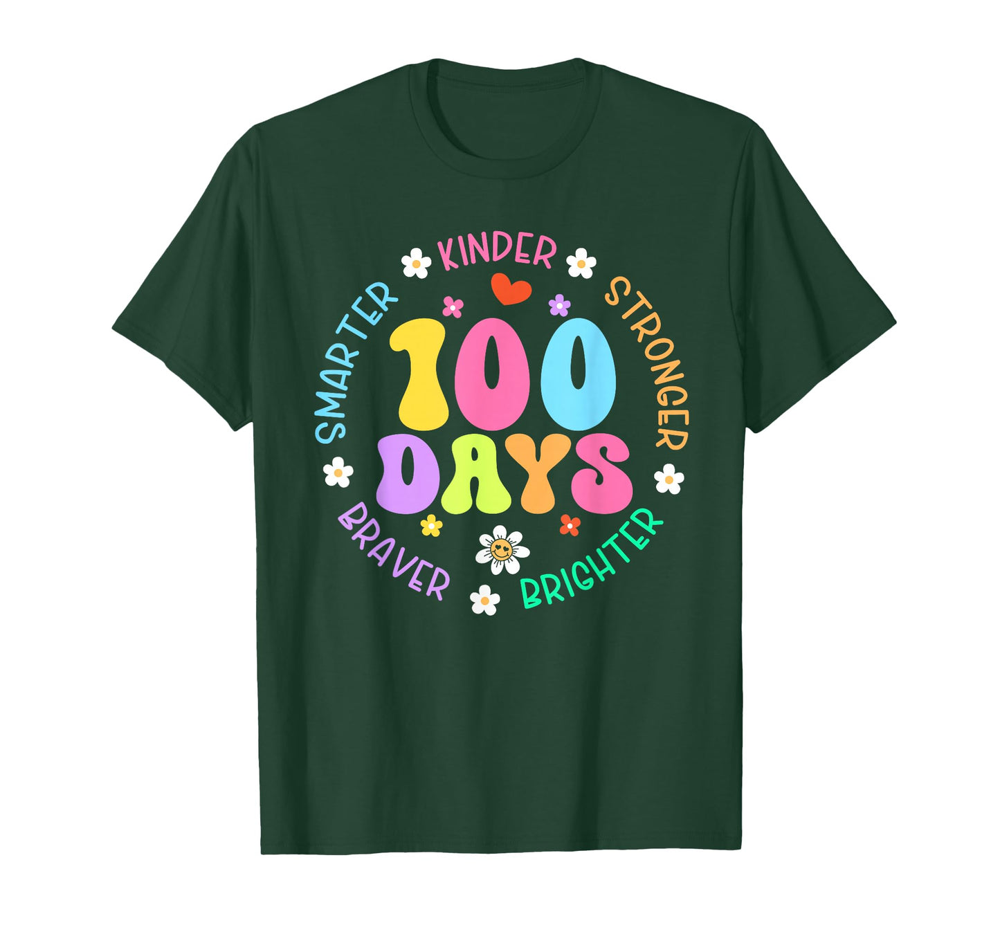 100 Days of School Smarter Brighter 100th Day Kid Boys Girls T-Shirt
