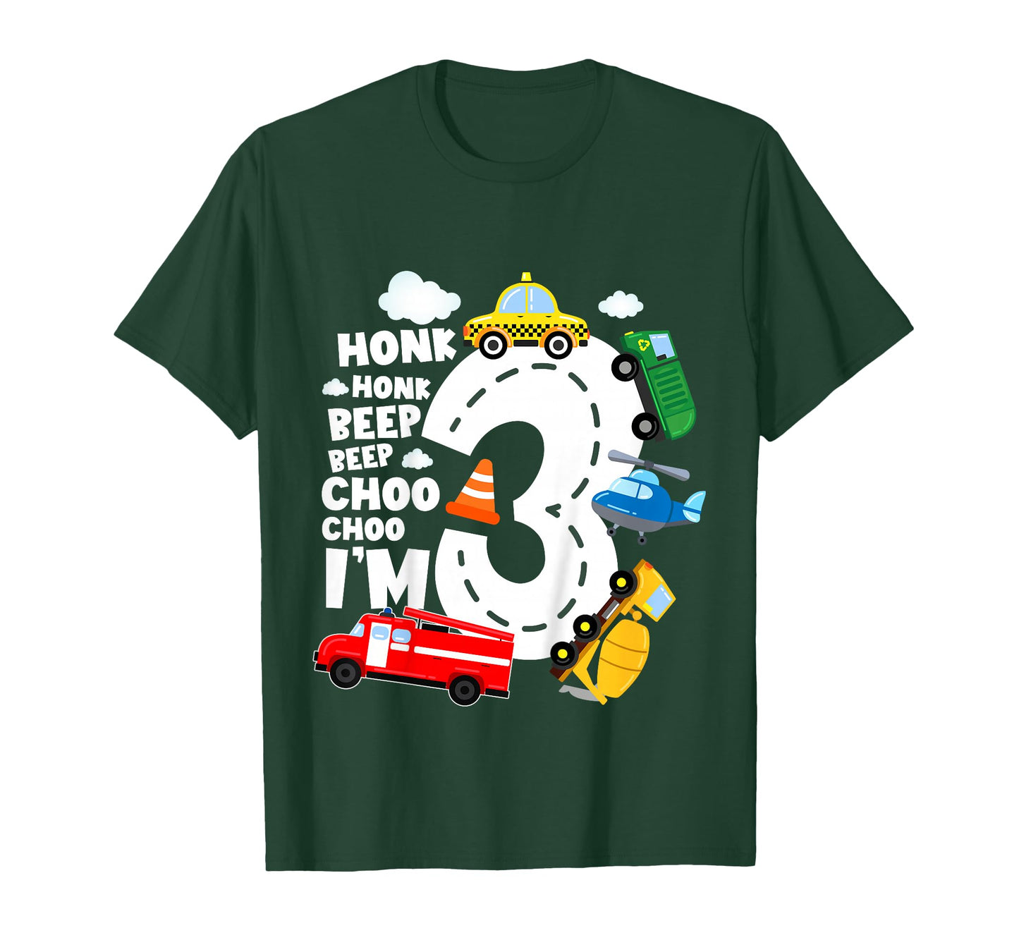 Kids 3 Year Old Transportation Birthday Boy 3rd Toddler Truck Car T-Shirt