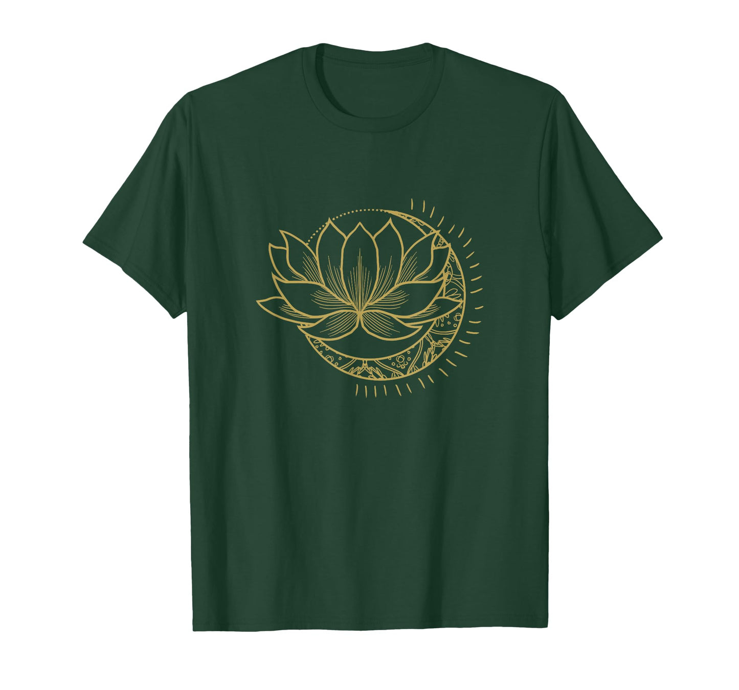 Minimal Crescent Moon Lotus Flower Space Yoga Meditation Art T-Shirt