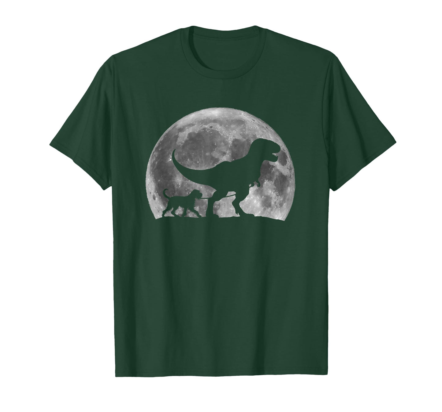 T Rex Walking a Dog Wirehaired Pointing Griffon Halloween Men Women Kids T-Shirt
