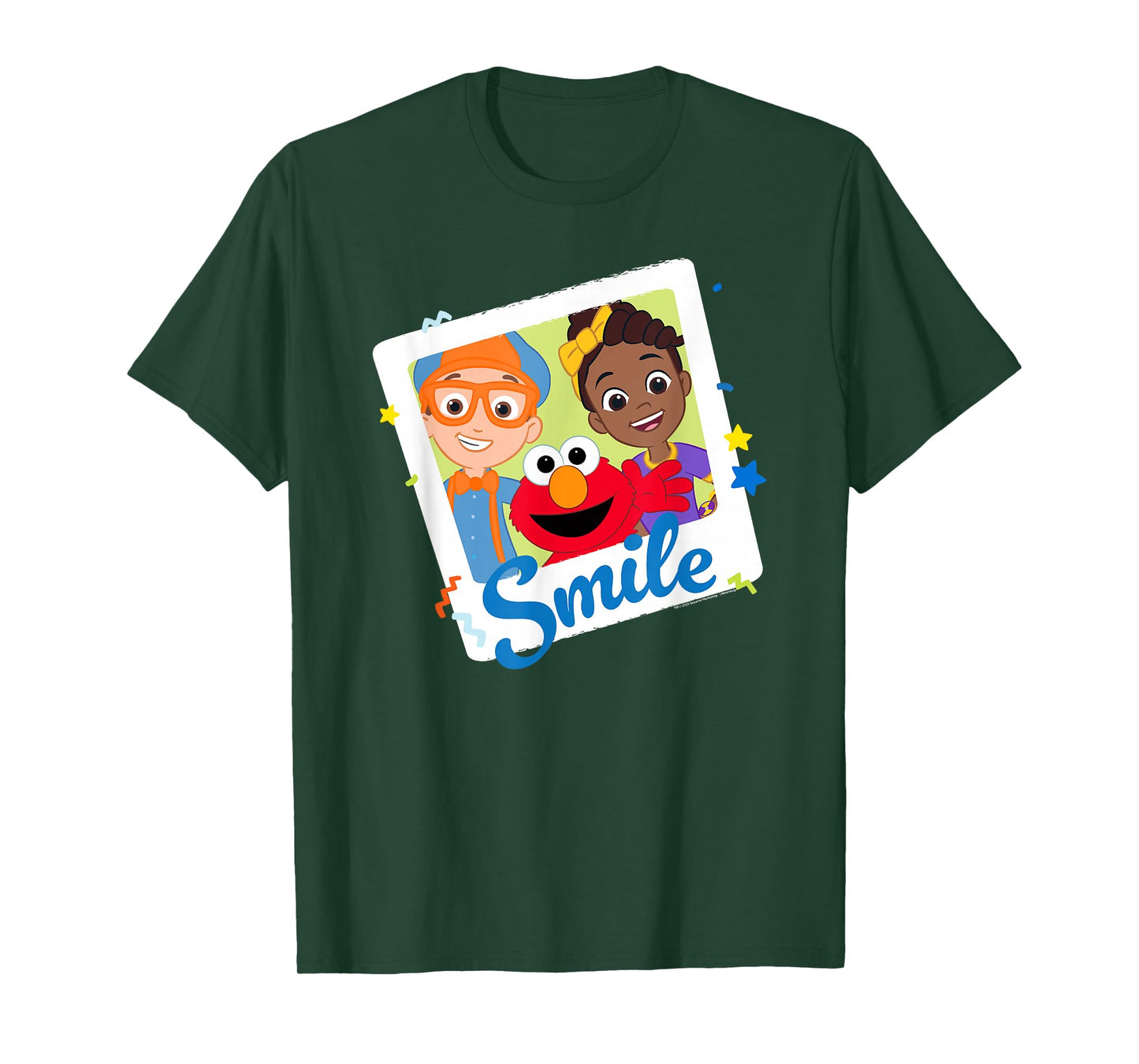 Blippi Sesame Street Smile Blippi Elmo & Meekah Polaroid T-Shirt