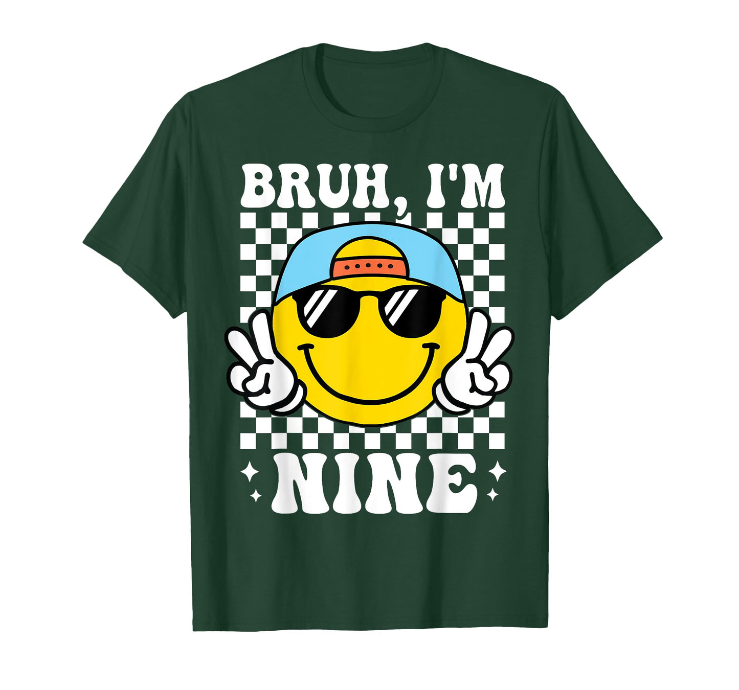 Bruh I'm Nine 9 9th Birthday Groovy Boys Girls 9 Years Old T-Shirt