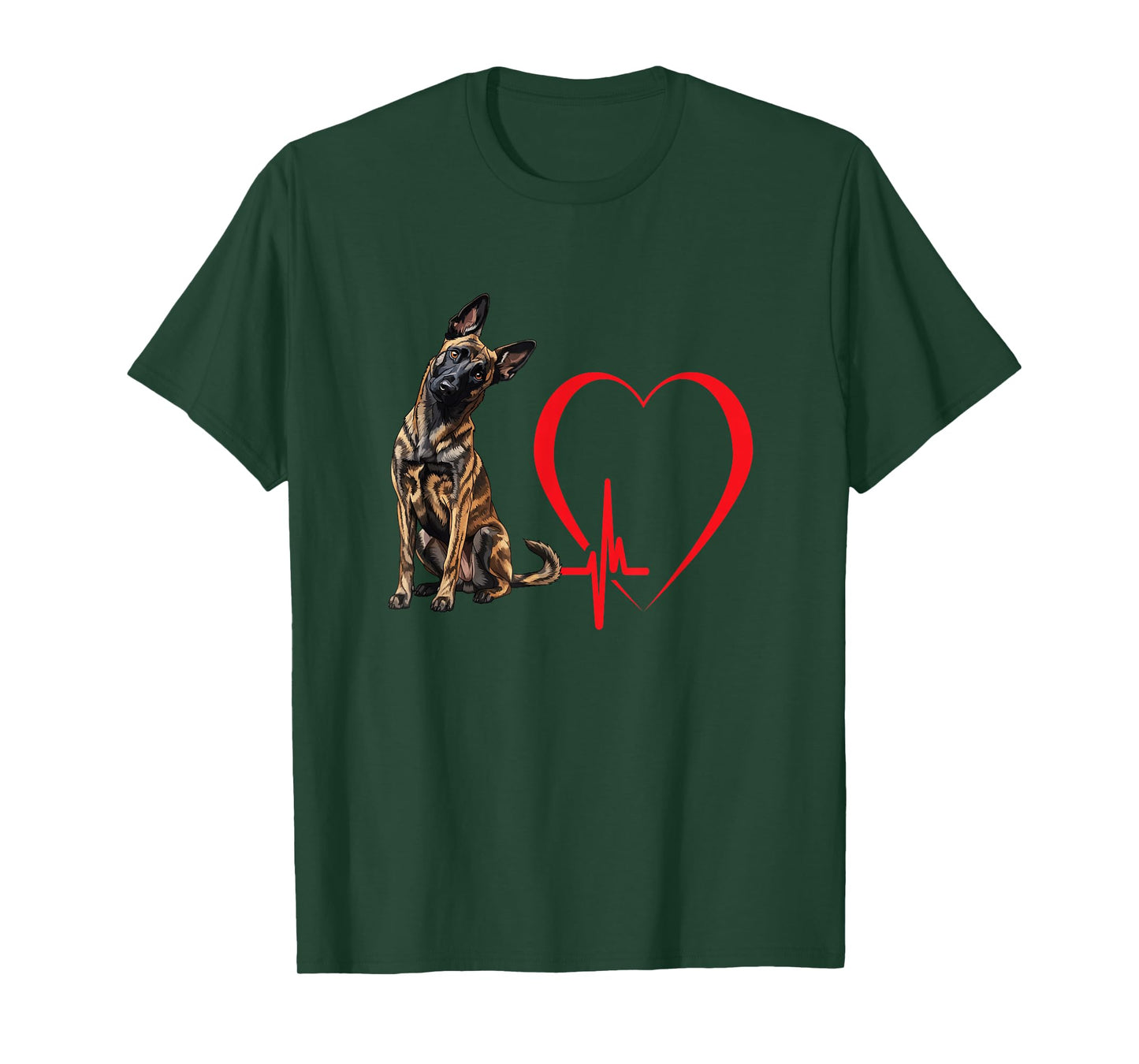 Dutch Shepherd Heartbeat EKG Funny Dog Owner Art T-Shirt