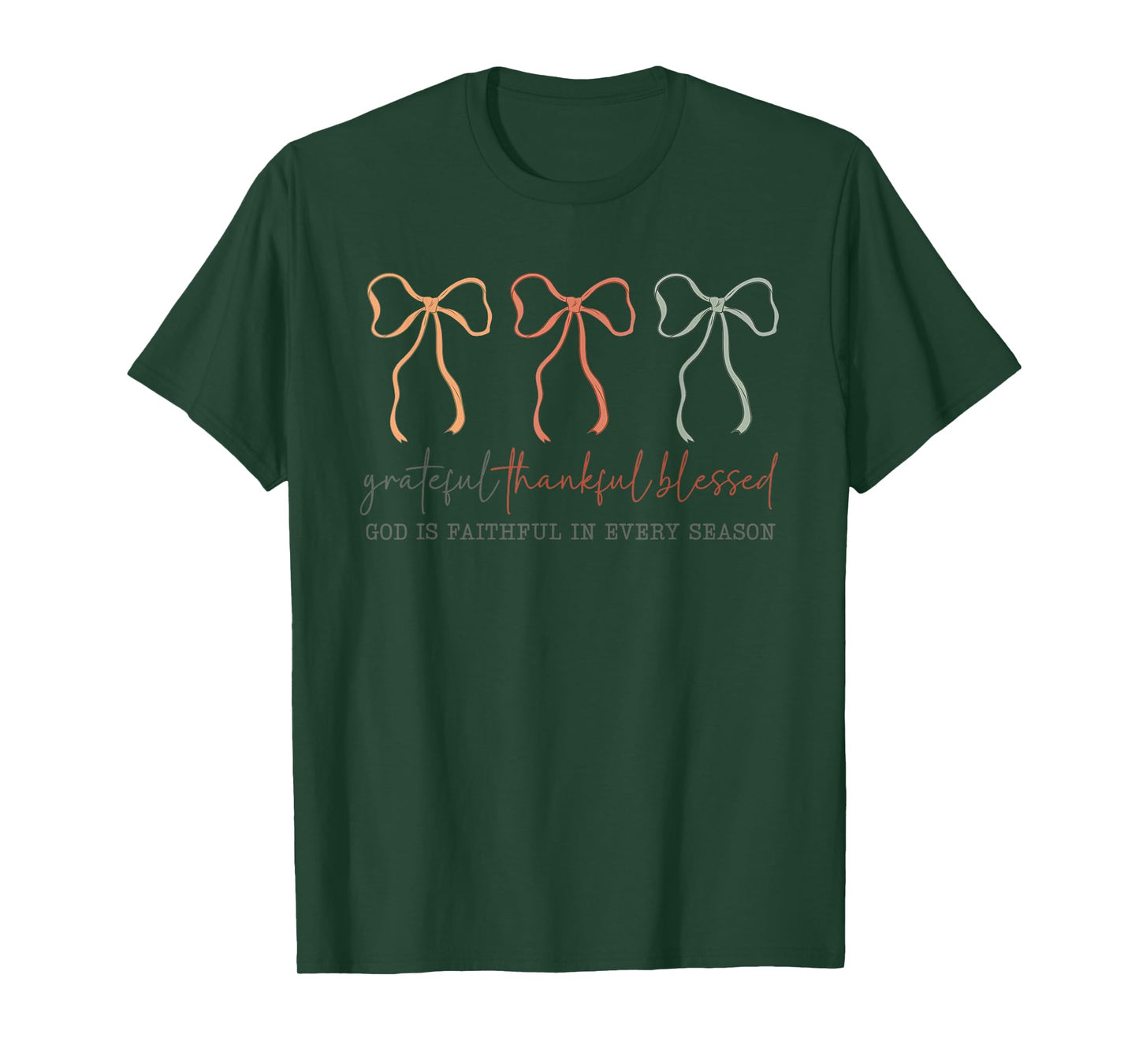 Grateful Thankful Blessed God's Faithful Christian Faith Bow T-Shirt