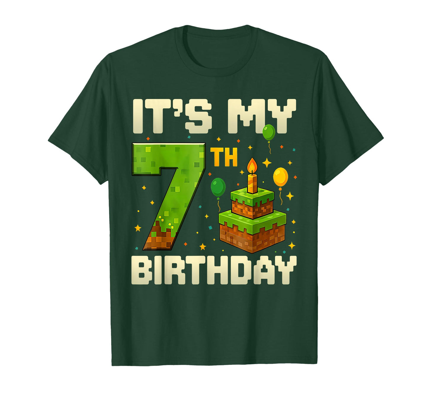 Birthday Boy 7 Years It's My 7th Birthday Game Video Pixel T-Shirt
