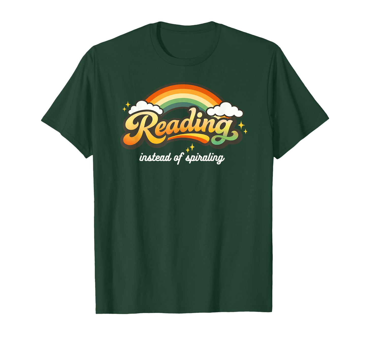 Reading Instead of Spiraling Retro Rainbow Book Lover Design T-Shirt