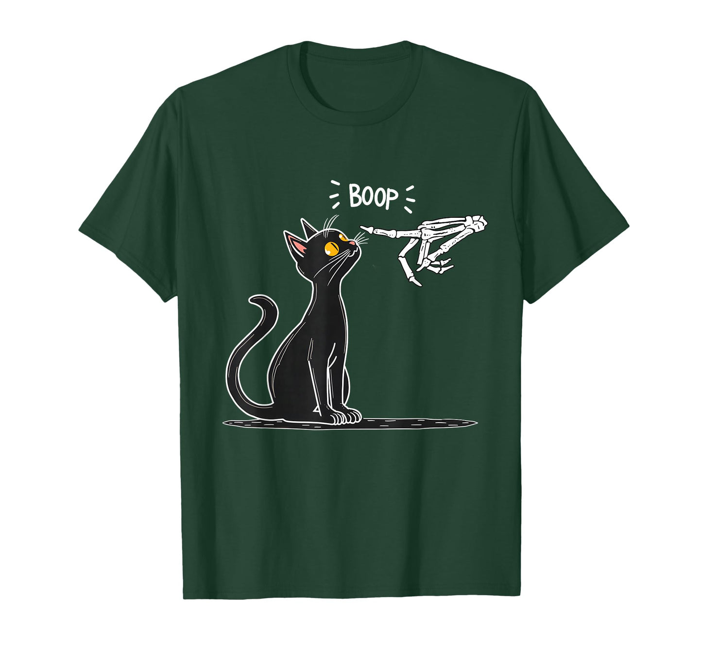 Black Cat Skeleton Hand Boop Halloween T-Shirt