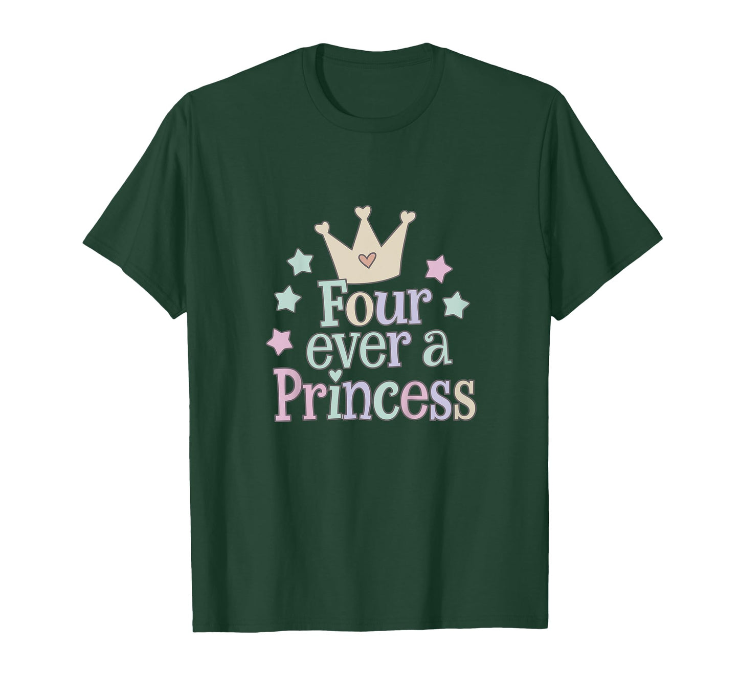 4th Birthday Girl Princess Four Age 4 Year Old Kids Party T-Shirt