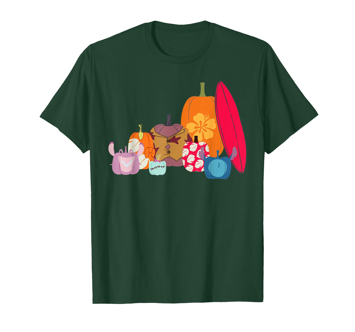 Disney Lilo & Stitch Characters Halloween Pumpkin Group T-Shirt