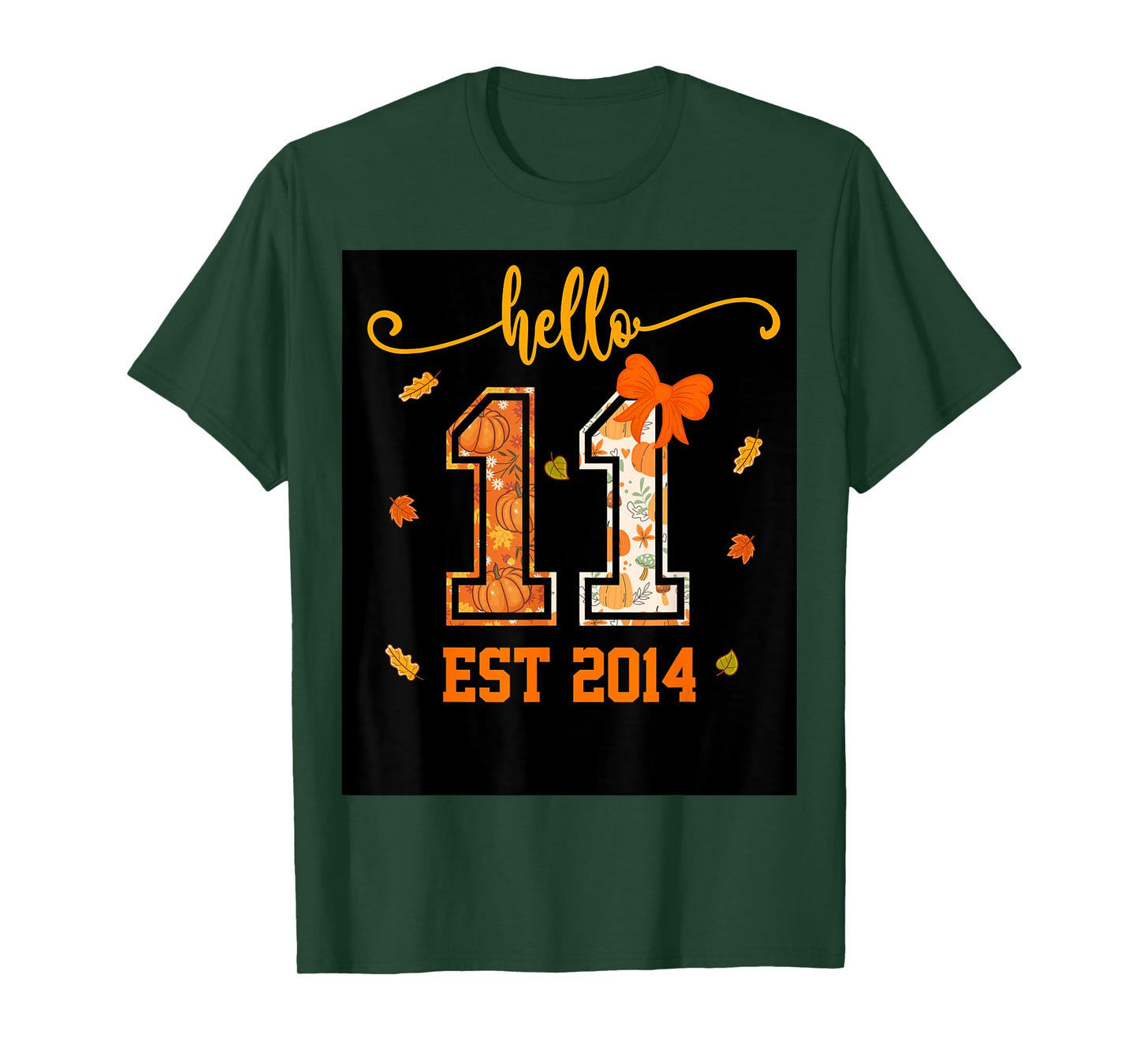 Hello 11 Est 2014 Preppy Coquette Fall 11th Birthday Girl T-Shirt