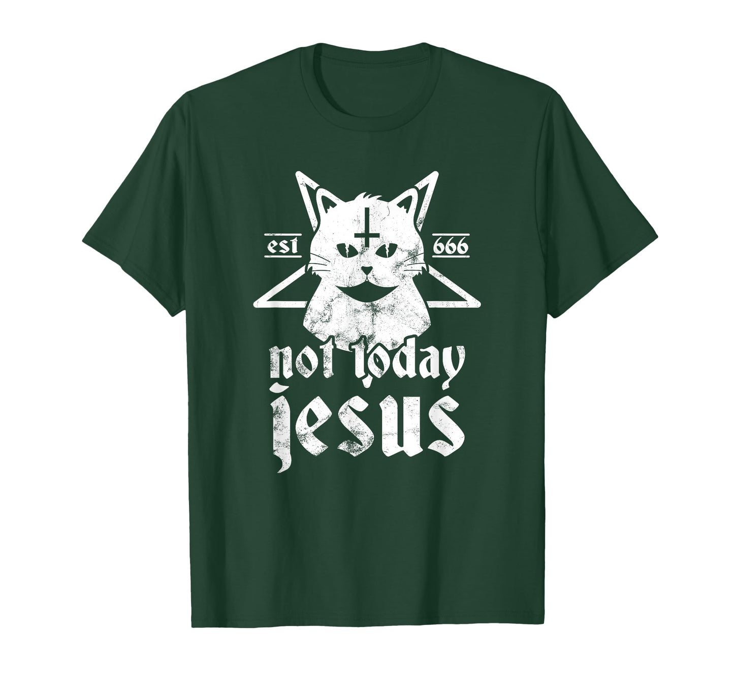 Not Today Jesus Shirt Satanic Cat Pentagram 666 For Atheist T-Shirt for Men Women Girls Kids
